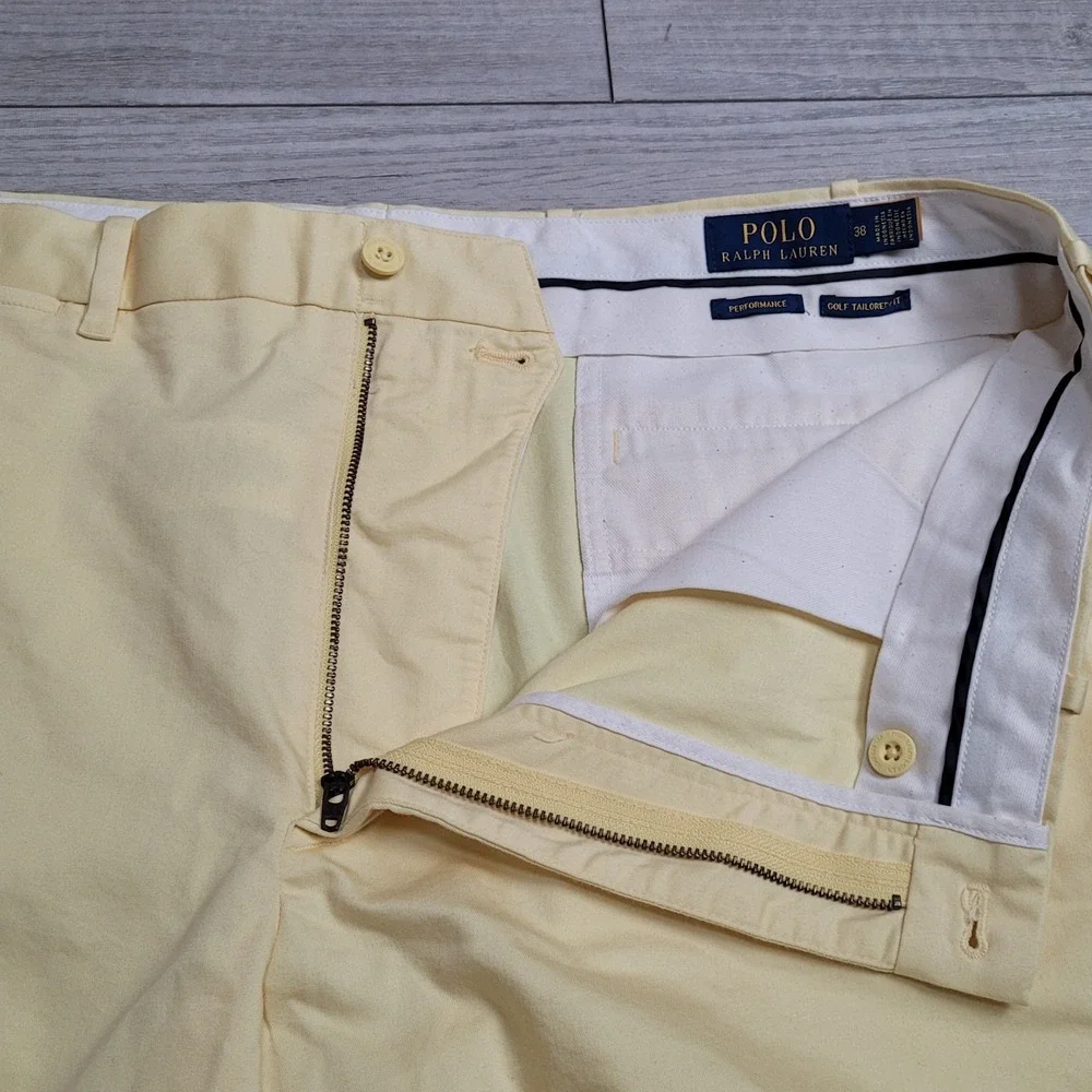 ⛳Polo Ralph Lauren Performance Golf Shorts Mens 38x9 Yellow Stretch Tailored Fit